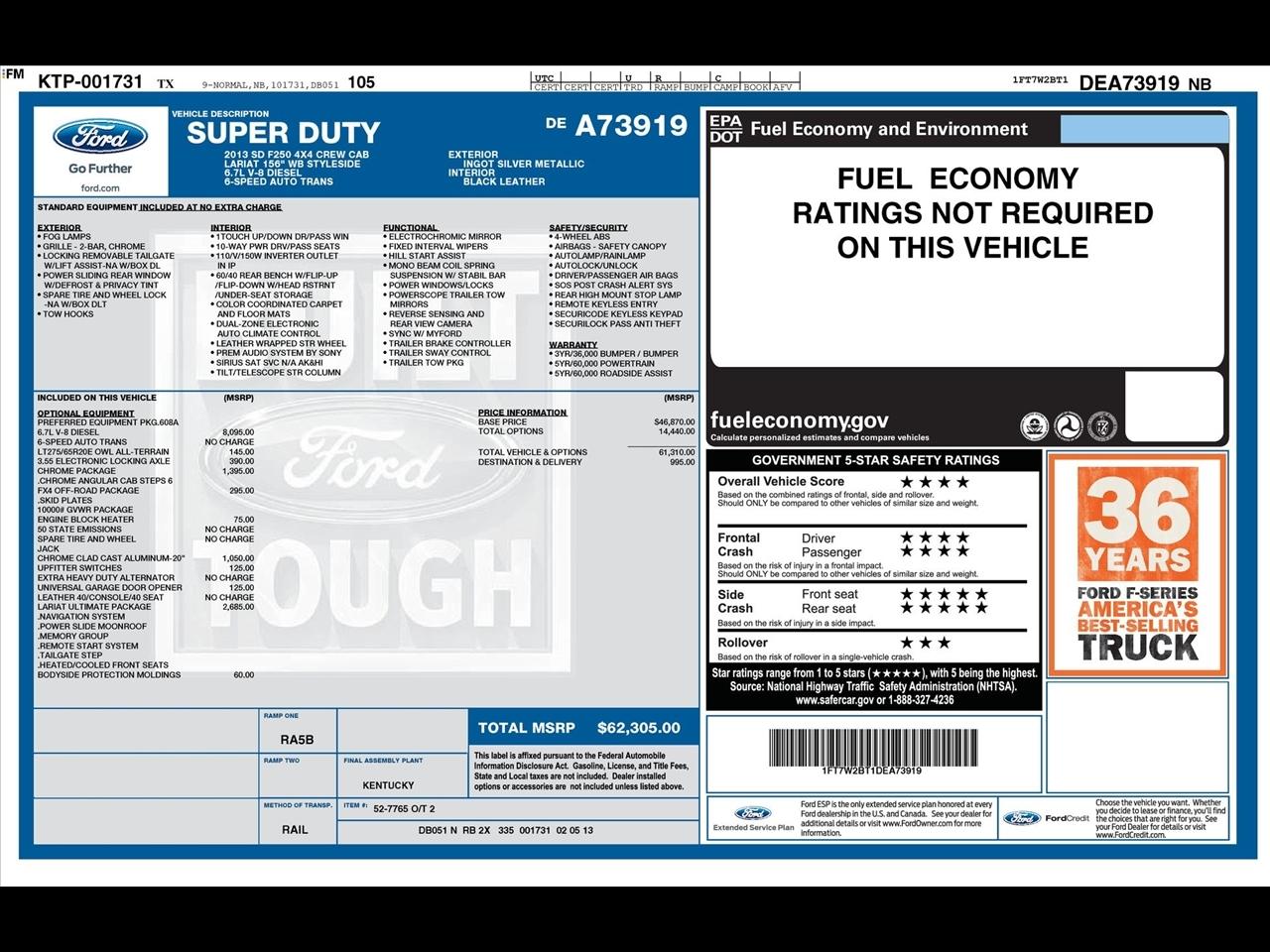 Ford F-250 SD Lariat Crew Cab 4WD 2013