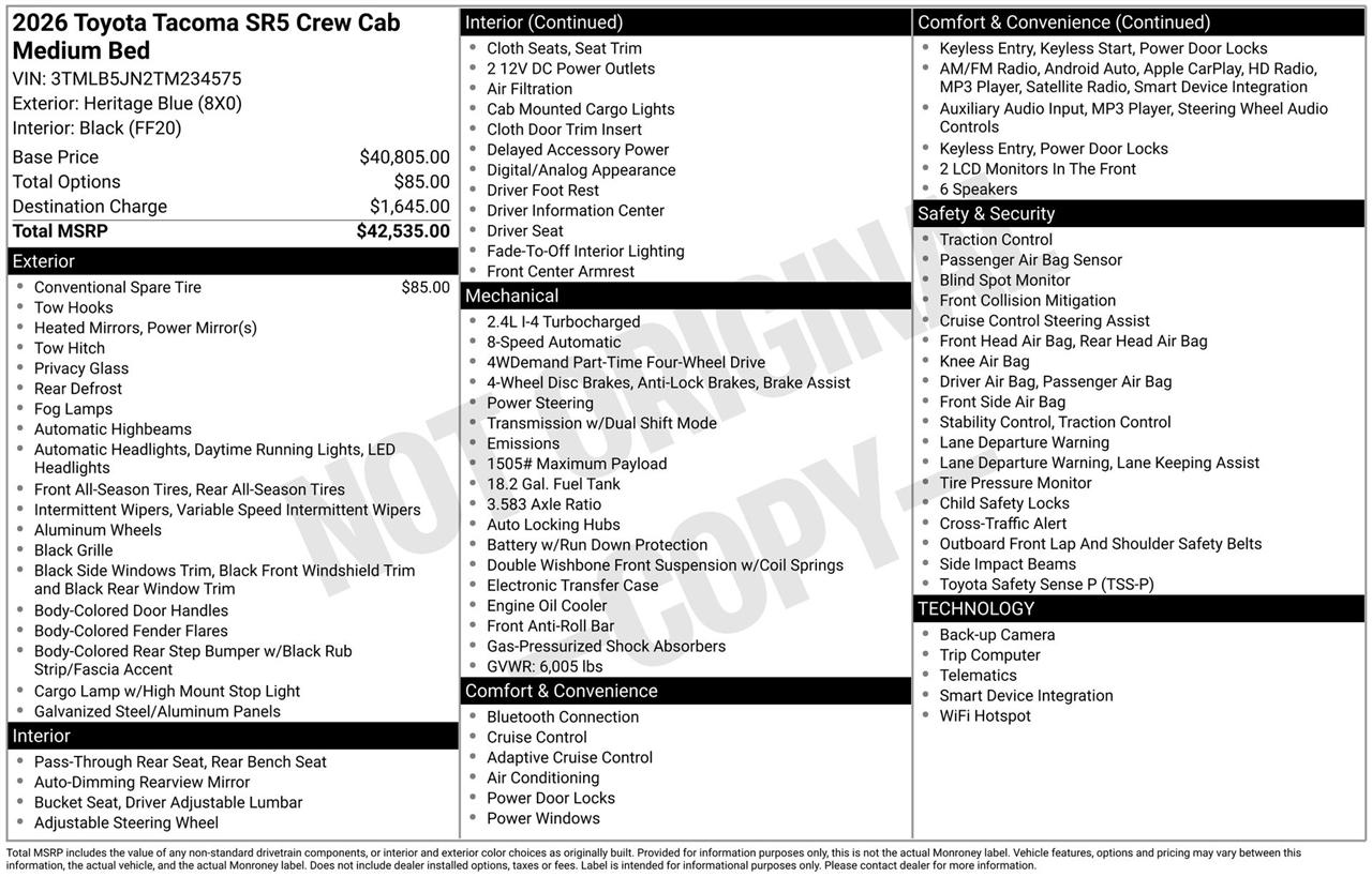 Toyota Tacoma TRD Sport Double Cab 4WD 2026