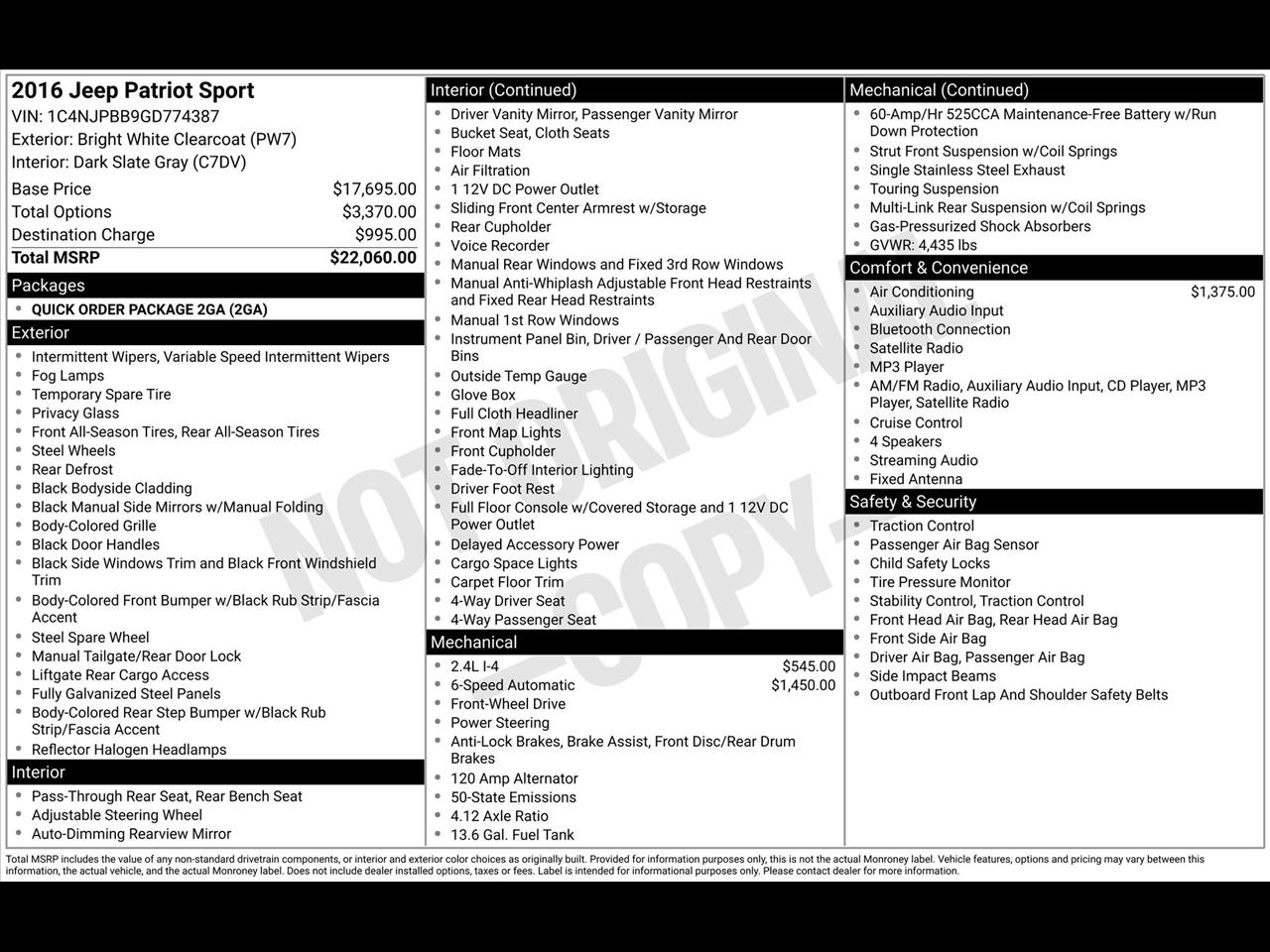 Jeep Patriot Sport 2WD 2016