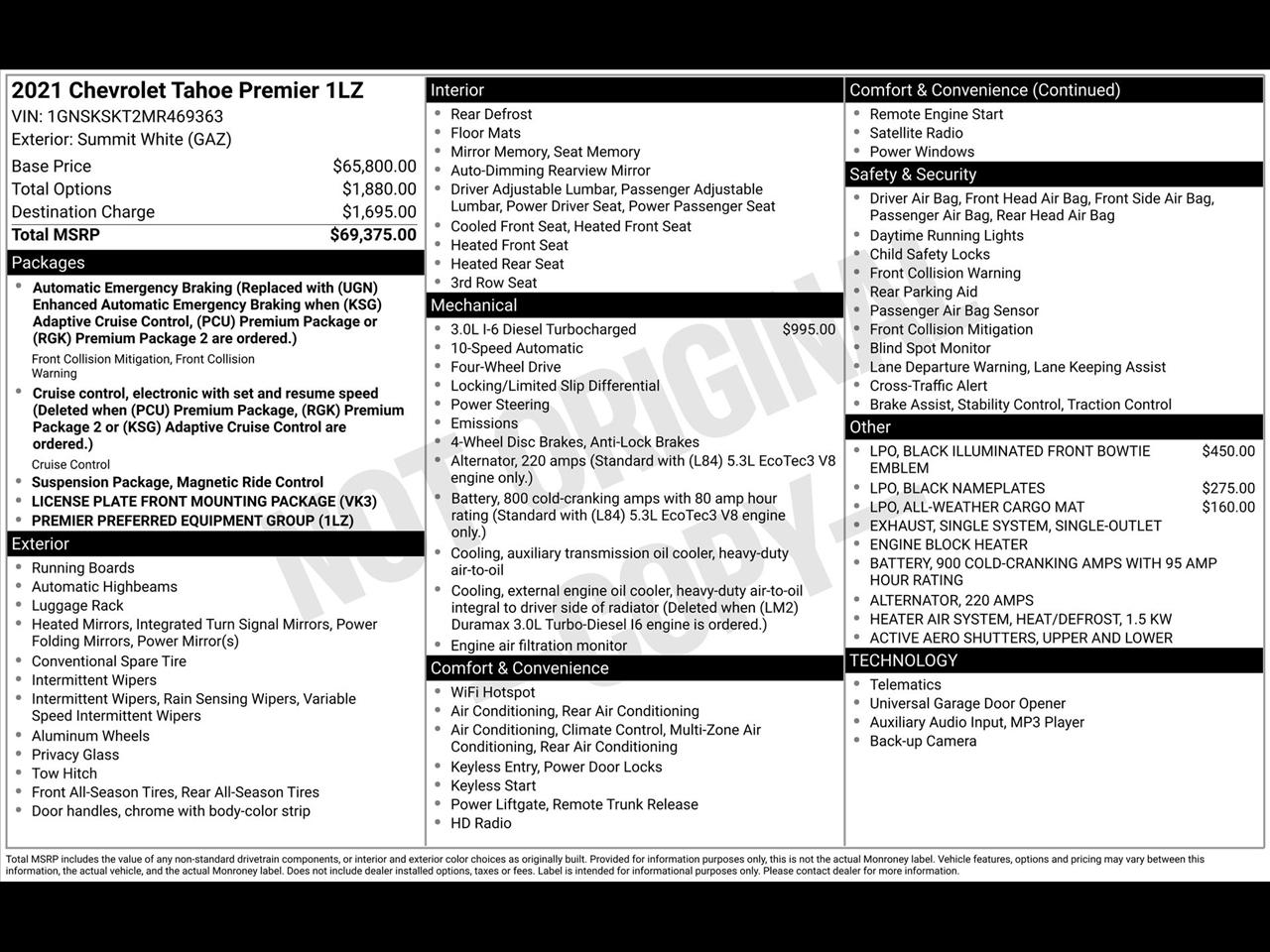 Chevrolet Tahoe Premier 4WD 2021