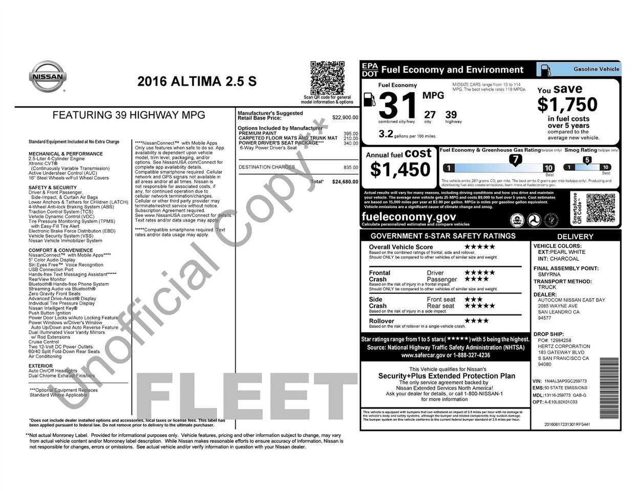 Nissan Altima 2.5 2016