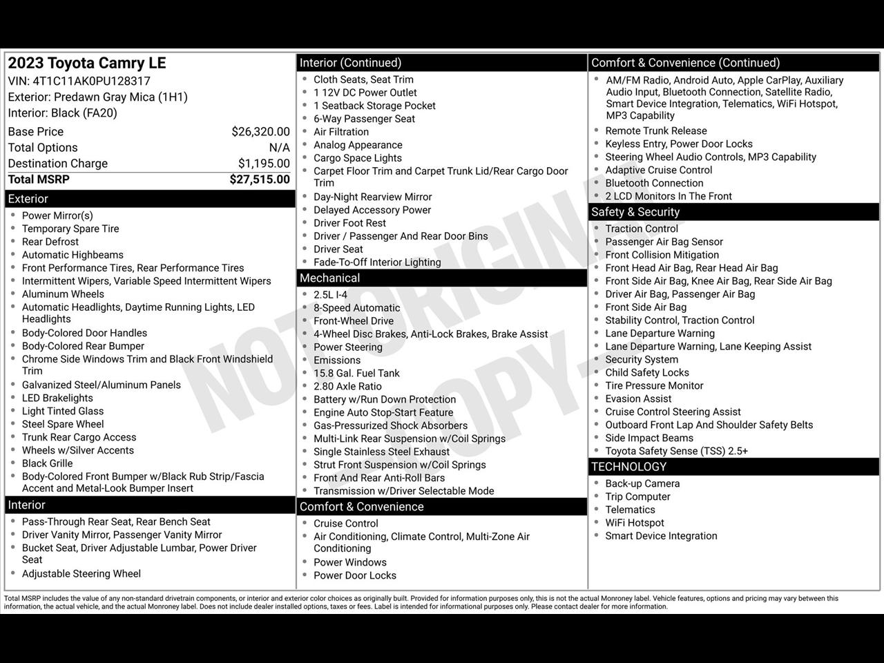 Toyota Camry LE 2023