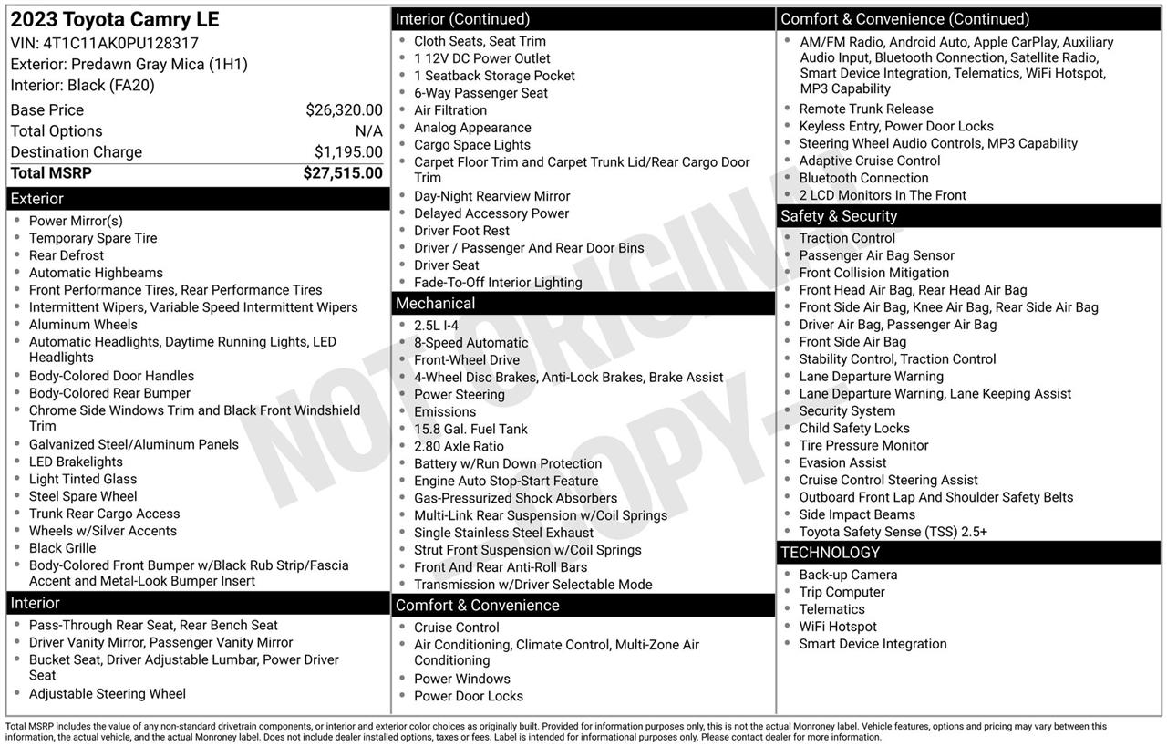 Toyota Camry LE 2023