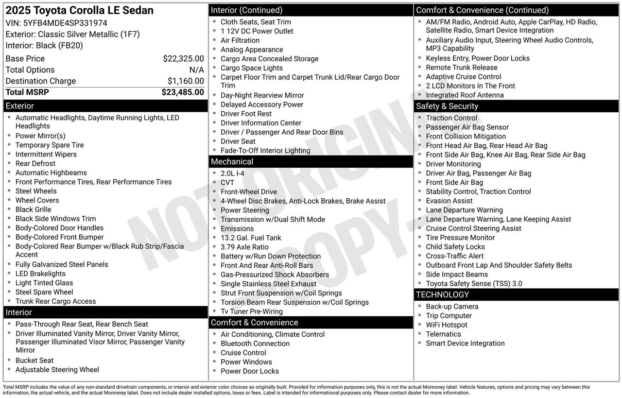 Toyota Corolla LE 2025