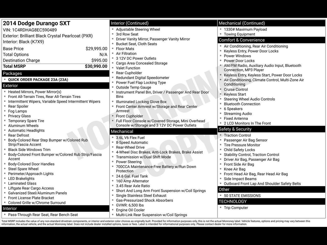 Dodge Durango SXT RWD 2014