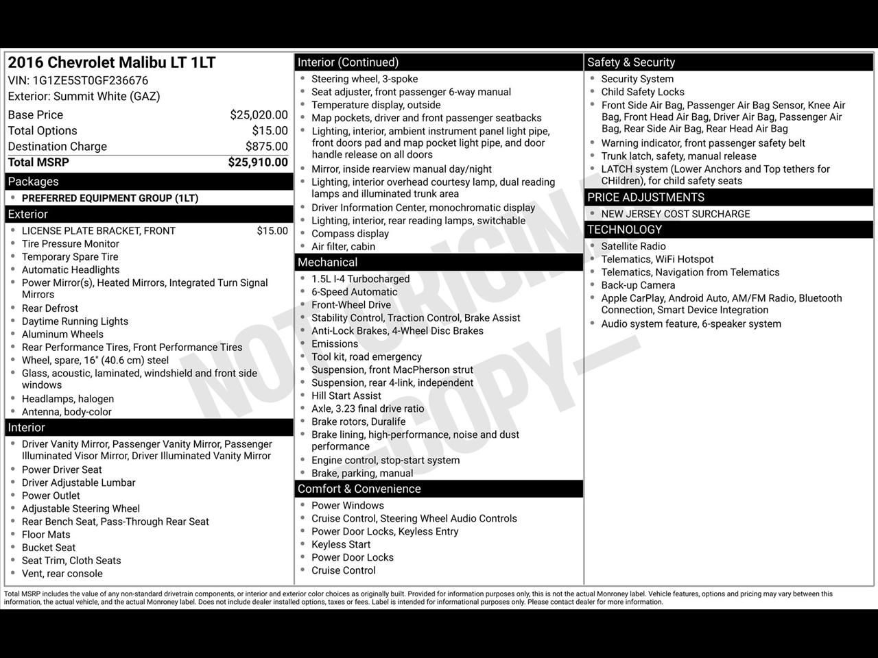 Chevrolet Malibu 1LT 2016