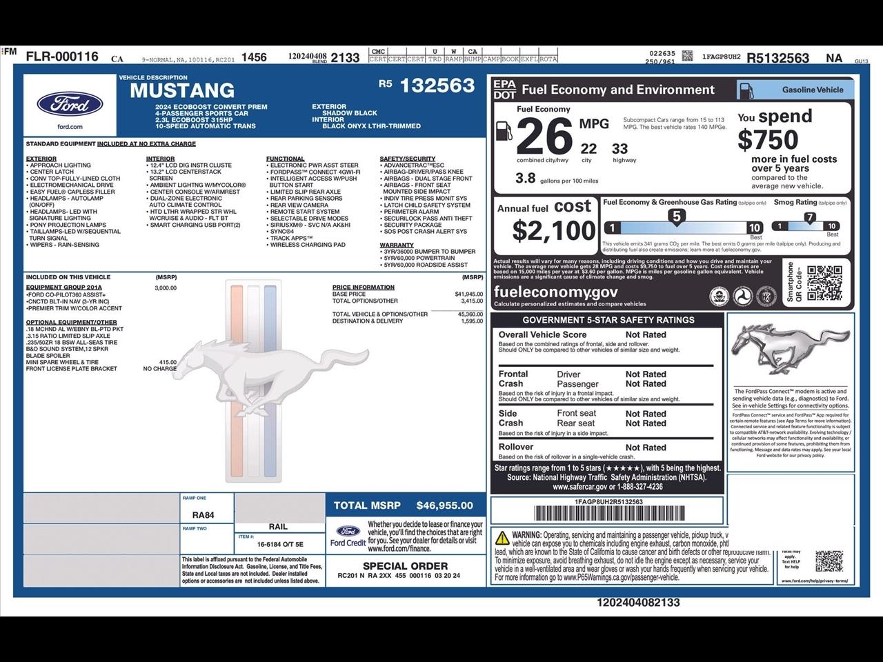 Ford Mustang EcoBoost Premium Convertible 2024