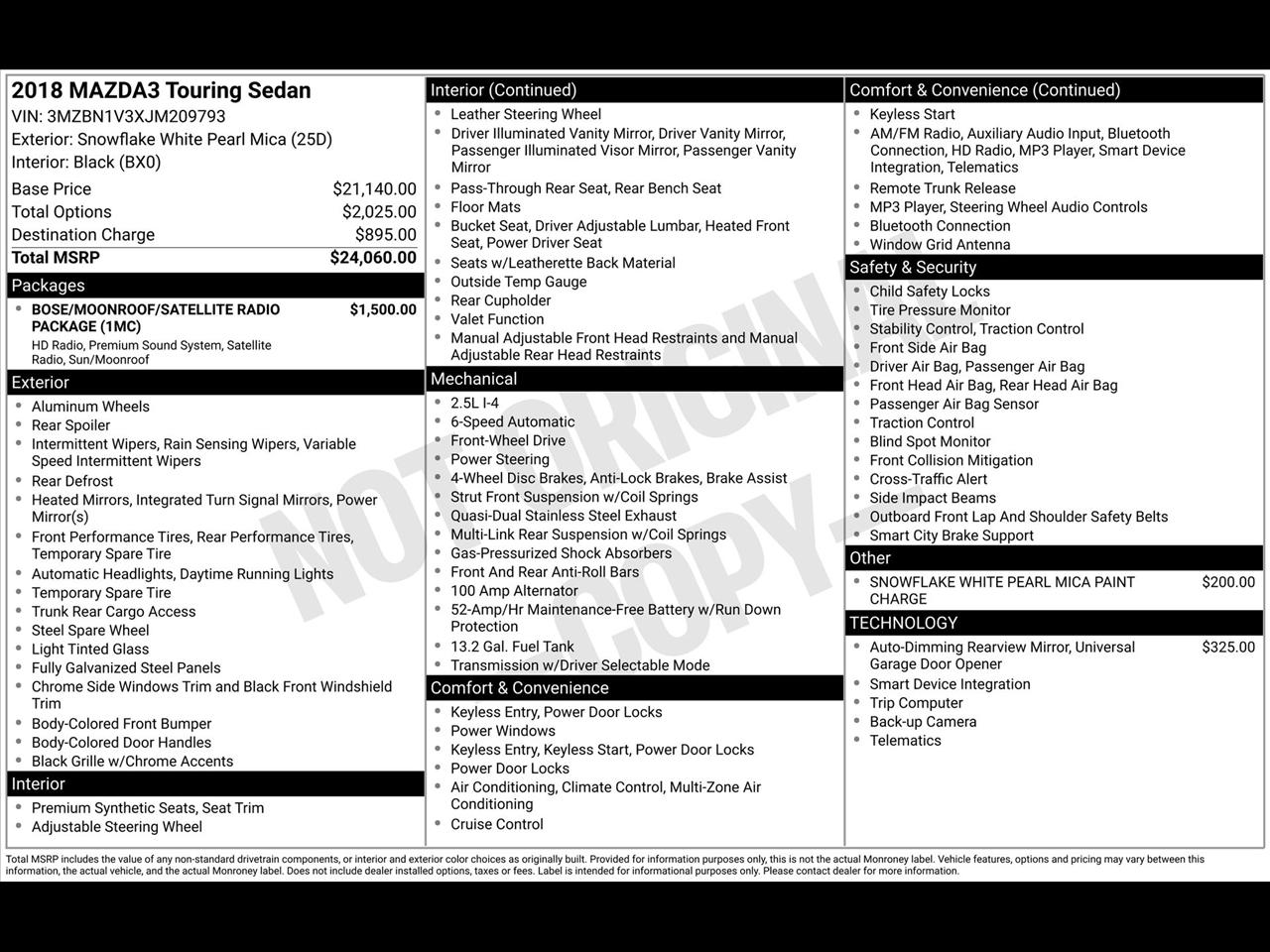 Mazda MAZDA3 s Touring AT 4-Door 2018