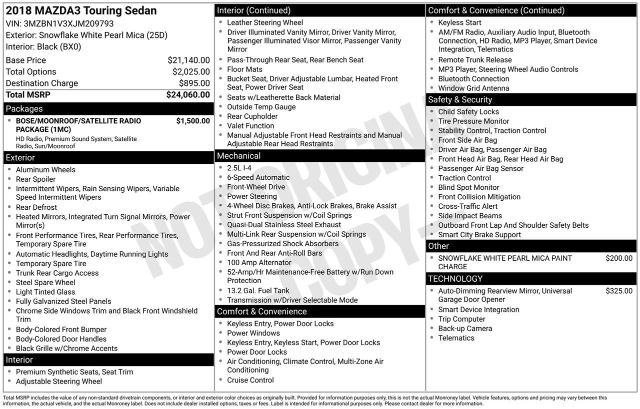 Mazda MAZDA3 s Touring AT 4-Door 2018