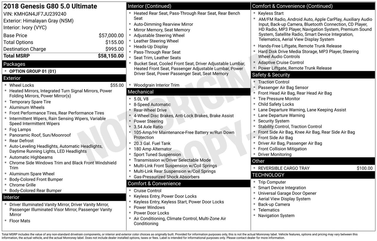 Genesis G80 5.0 Ultimate 2018