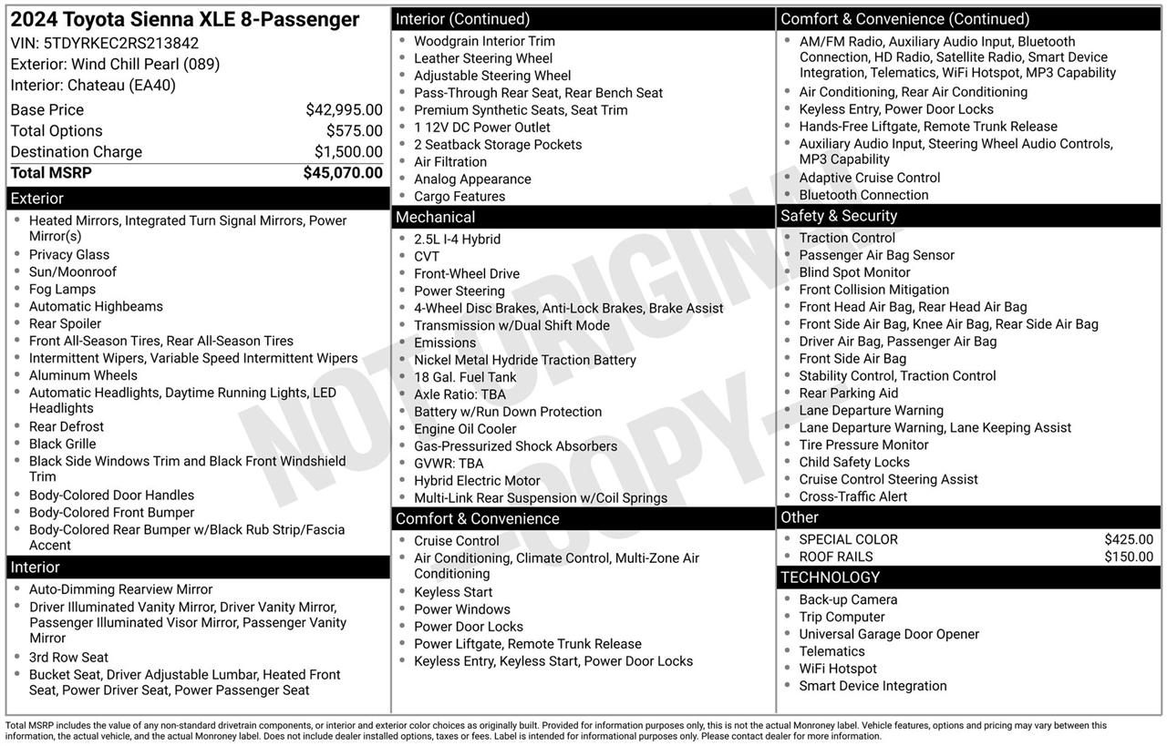 Toyota Sienna XLE 7-Passenger 2024