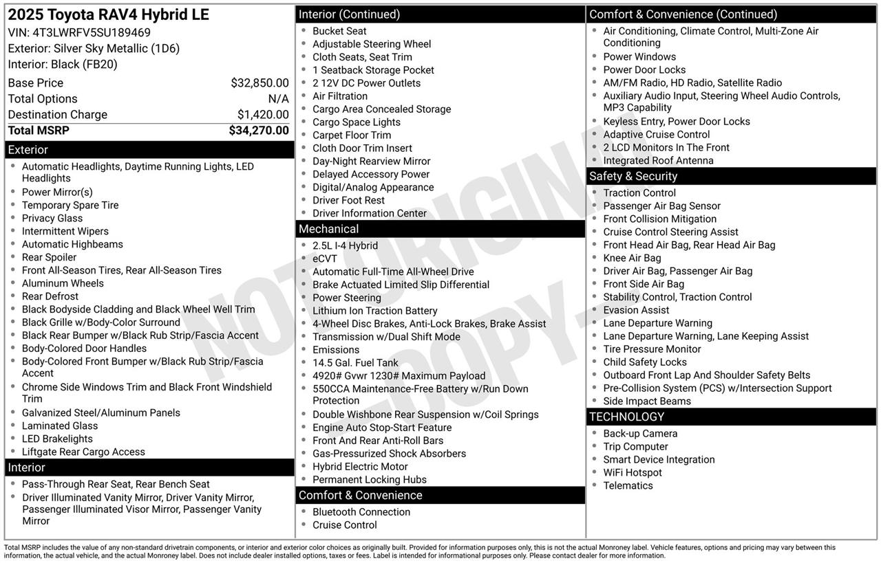 Toyota RAV4 Hybrid LE 2025