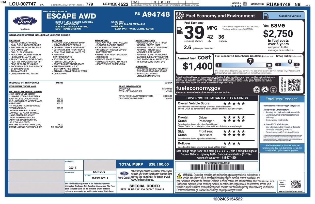 Ford Escape ST-Line Select  Hybrid AWD 2024