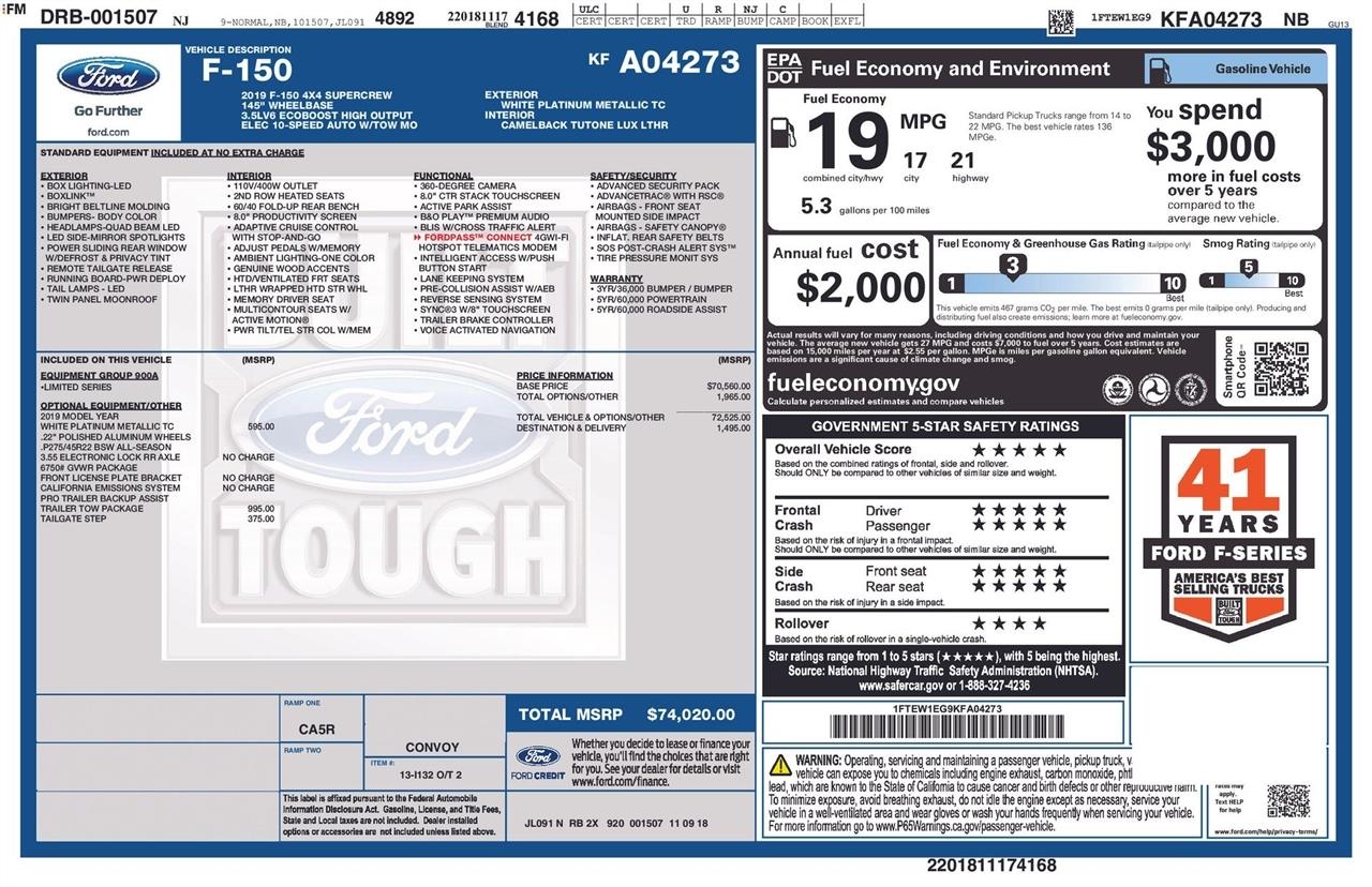 Ford F-150 Lariat SuperCrew 6.5-ft. Bed 4WD 2019