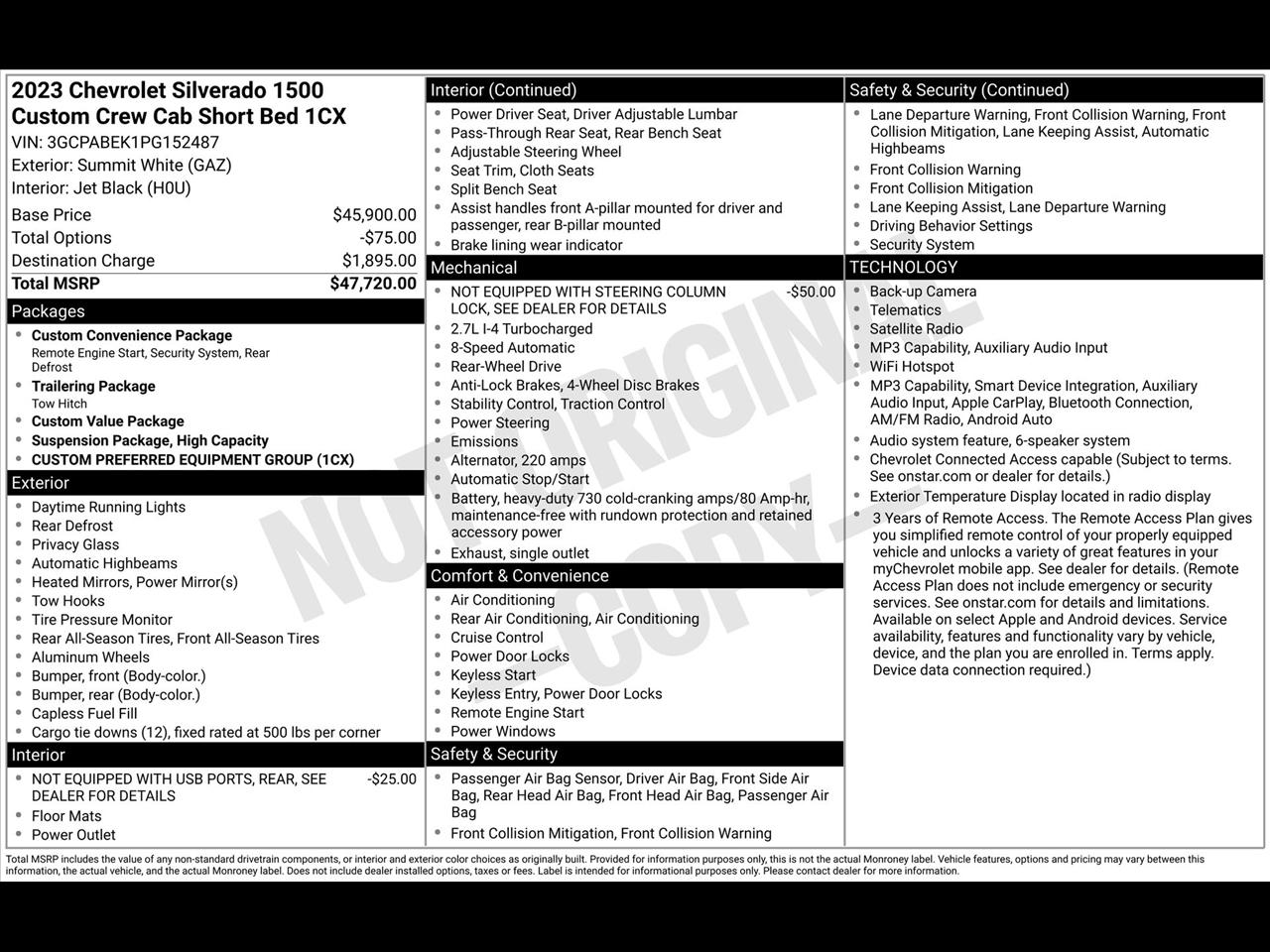 Chevrolet Silverado 1500 Custom Crew Cab 2WD 2023