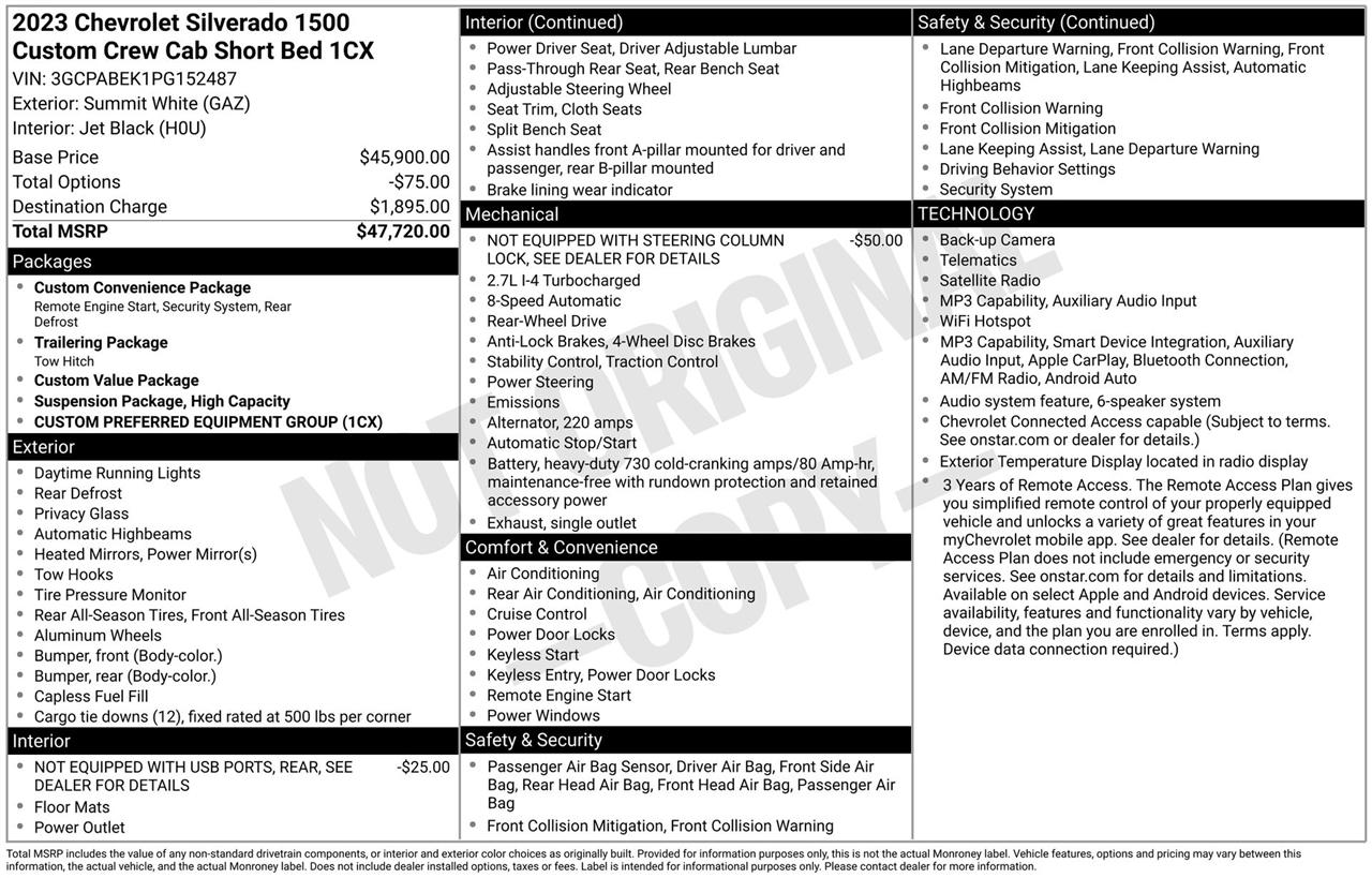 Chevrolet Silverado 1500 Custom Crew Cab 2WD 2023