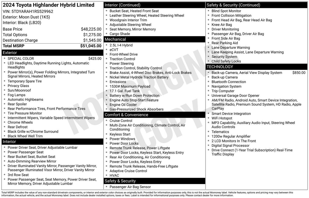 Toyota Highlander Hybrid Limited 2024
