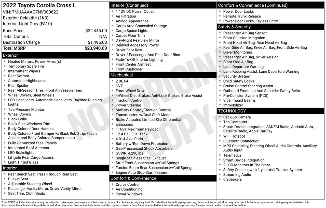 Toyota Corolla Cross L AWD 2022