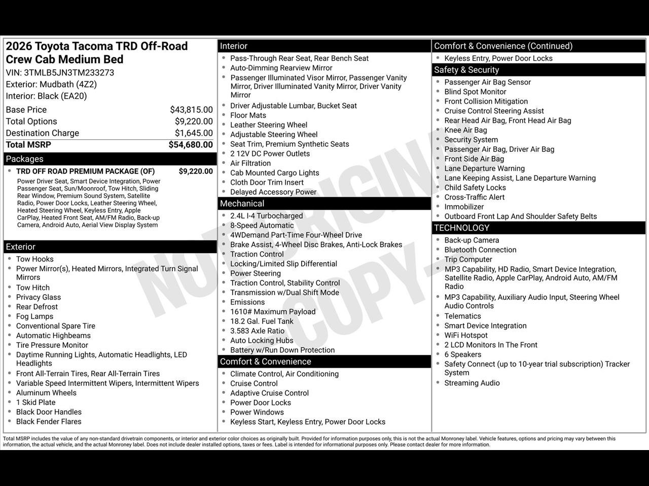 Toyota Tacoma TRD Sport Double Cab 4WD 2026