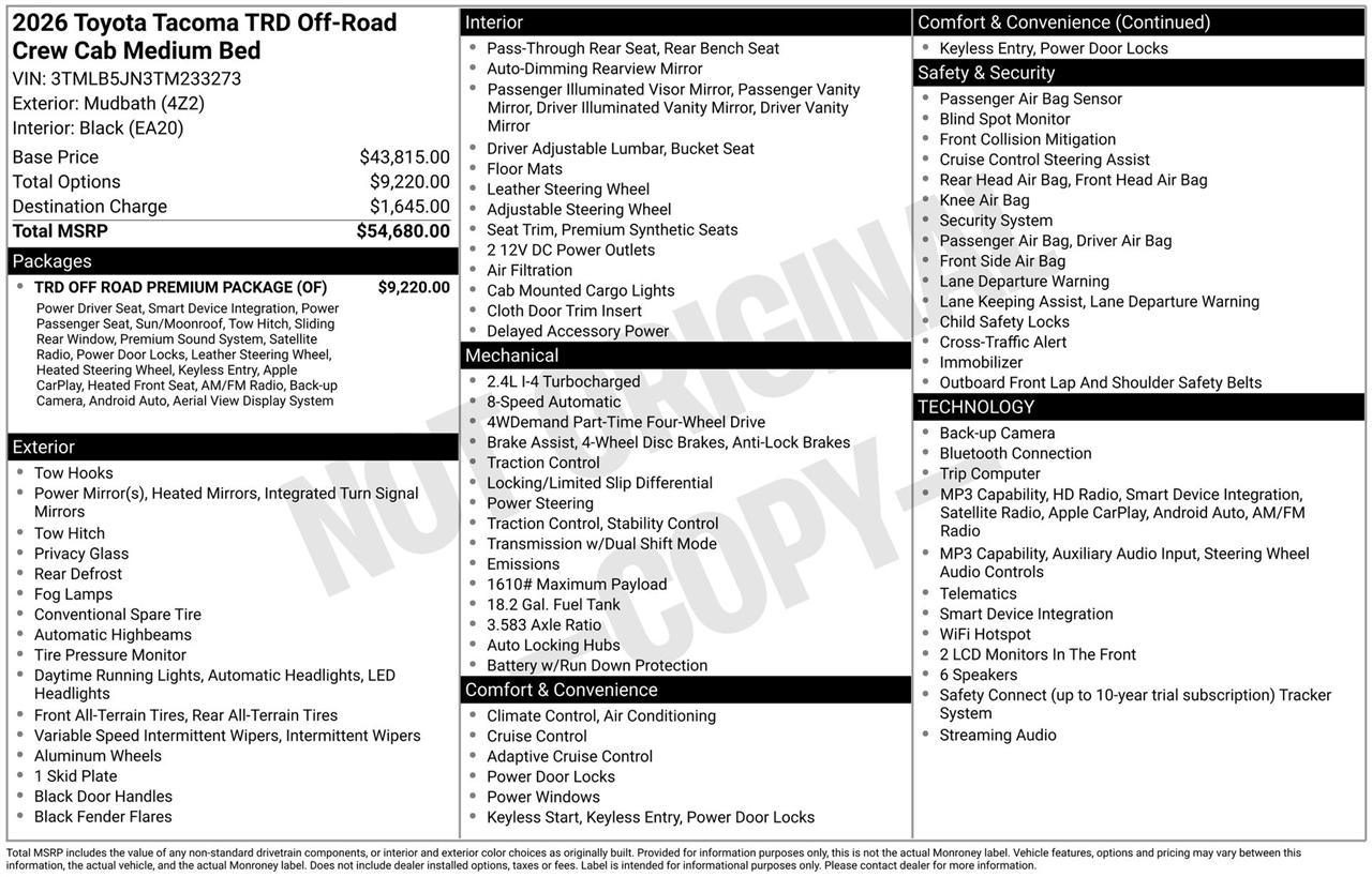 Toyota Tacoma TRD Sport Double Cab 4WD 2026