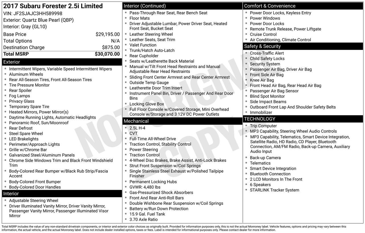 Subaru Forester 2.5i Limited 2017