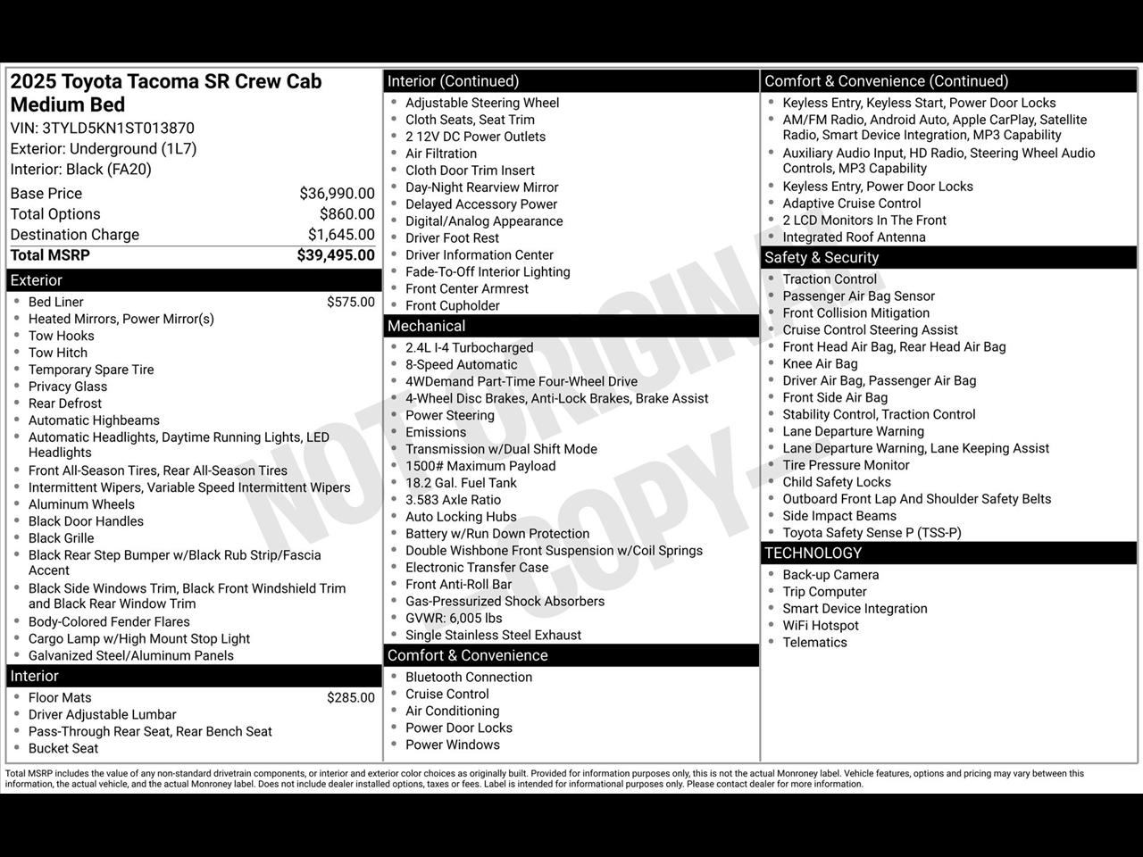 Toyota Tacoma SR Double Cab 4WD 2025