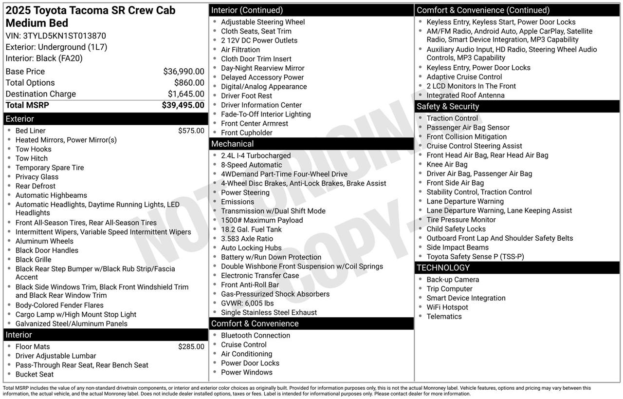 Toyota Tacoma SR Double Cab 4WD 2025