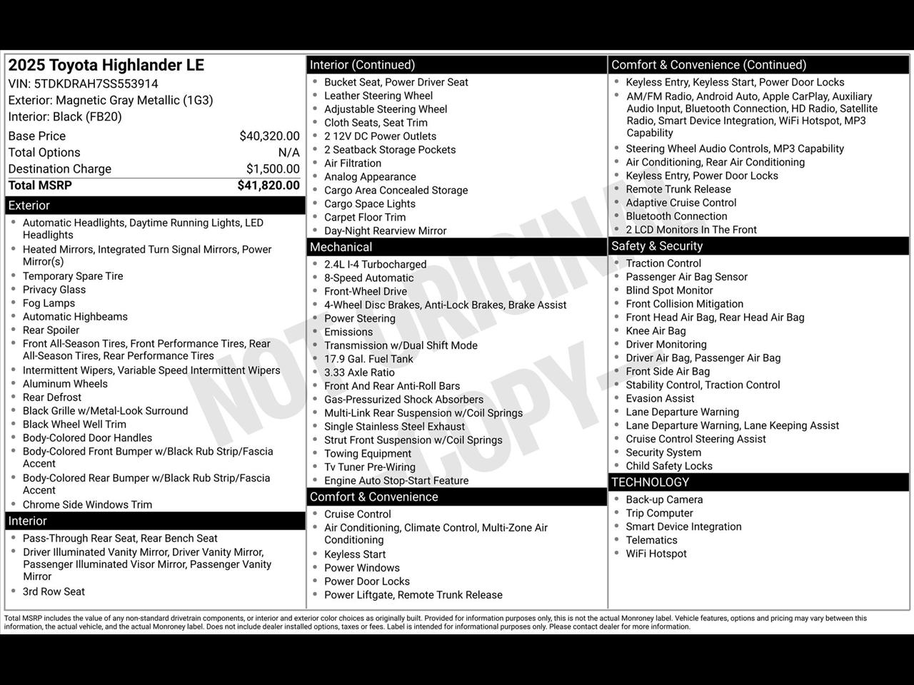 Toyota Highlander XLE 2025