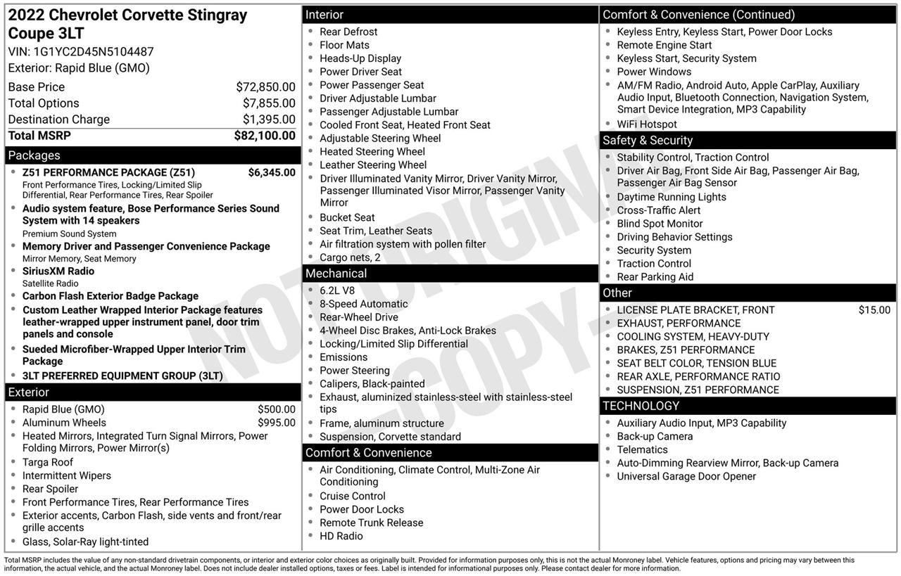 Chevrolet Corvette 3LT Coupe 2022