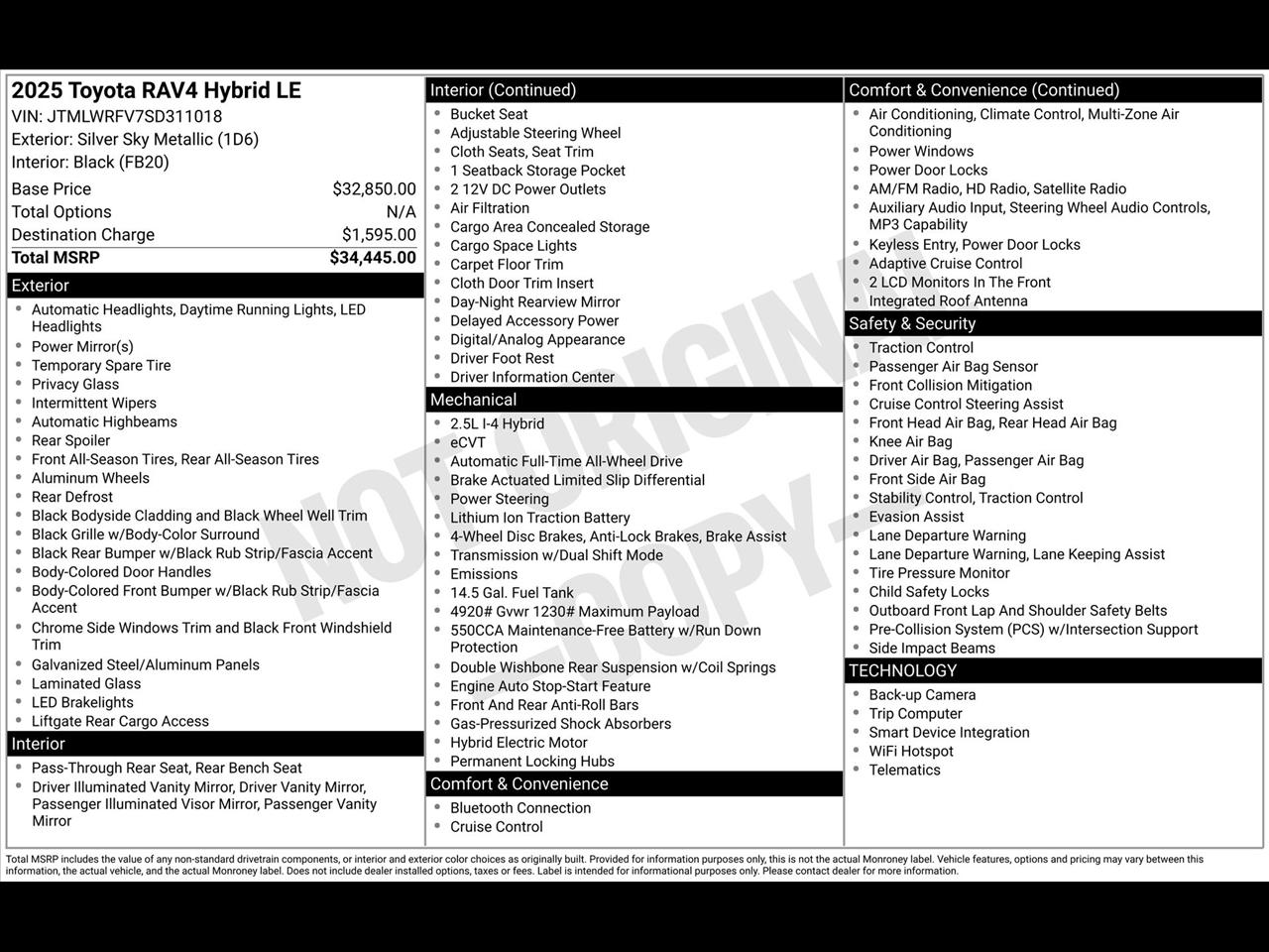 Toyota RAV4 Hybrid LE 2025
