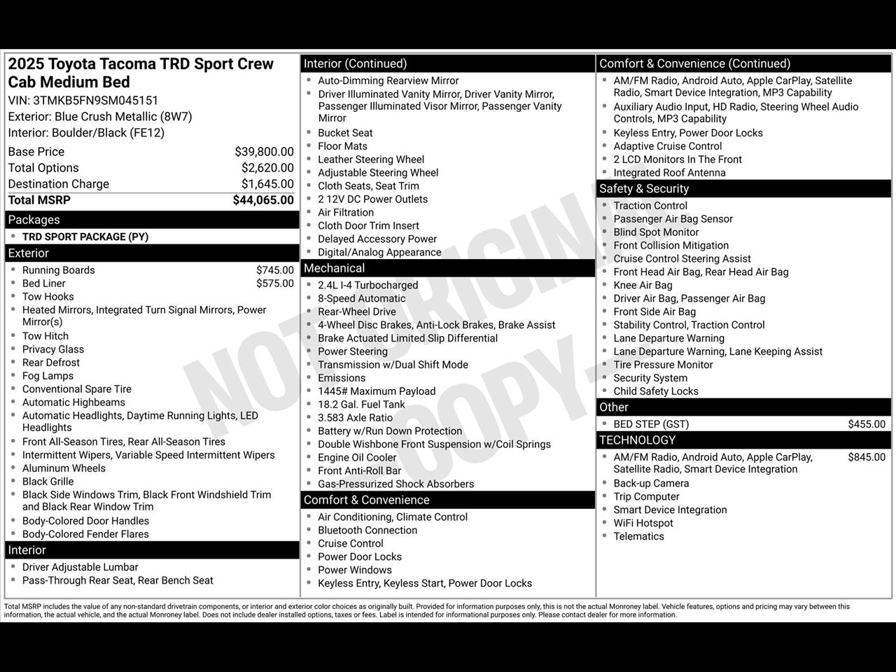 Toyota Tacoma TRD Sport Double Cab 2WD 2025