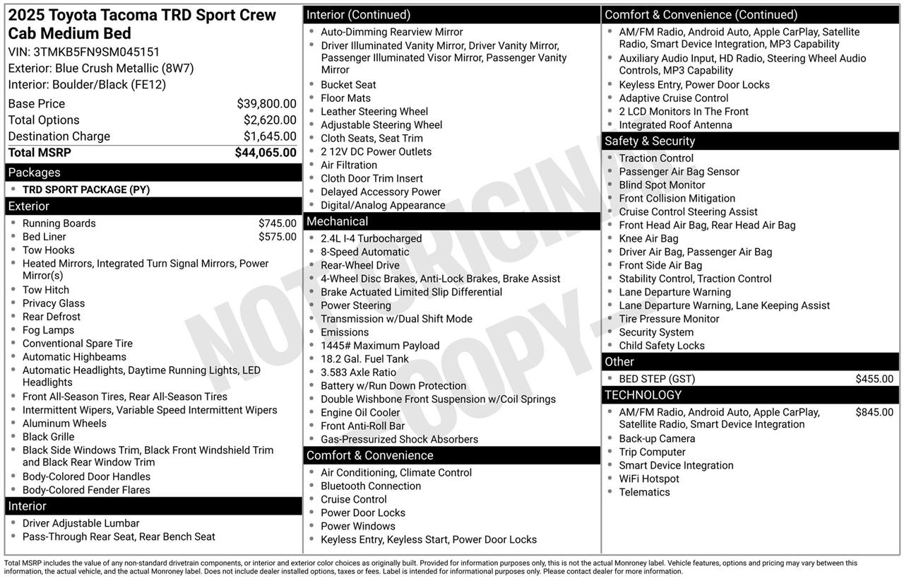 Toyota Tacoma TRD Sport Double Cab 2WD 2025