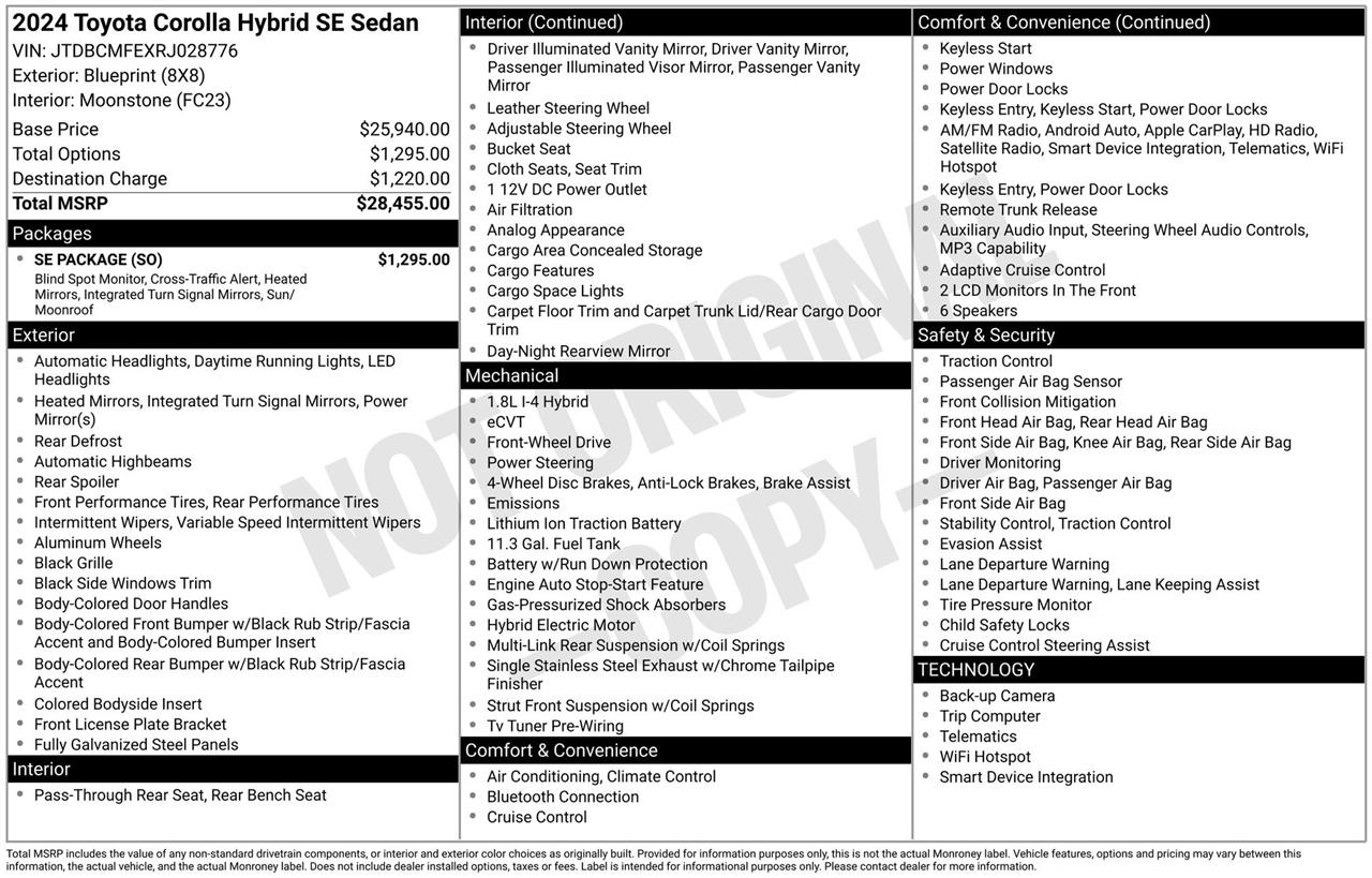 Toyota Corolla Hybrid LE 2024