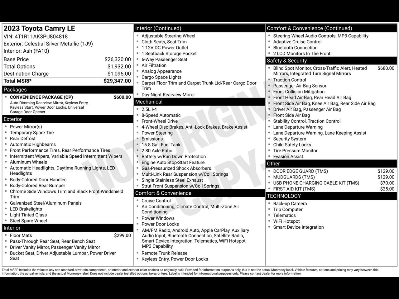 Toyota Camry LE 2023