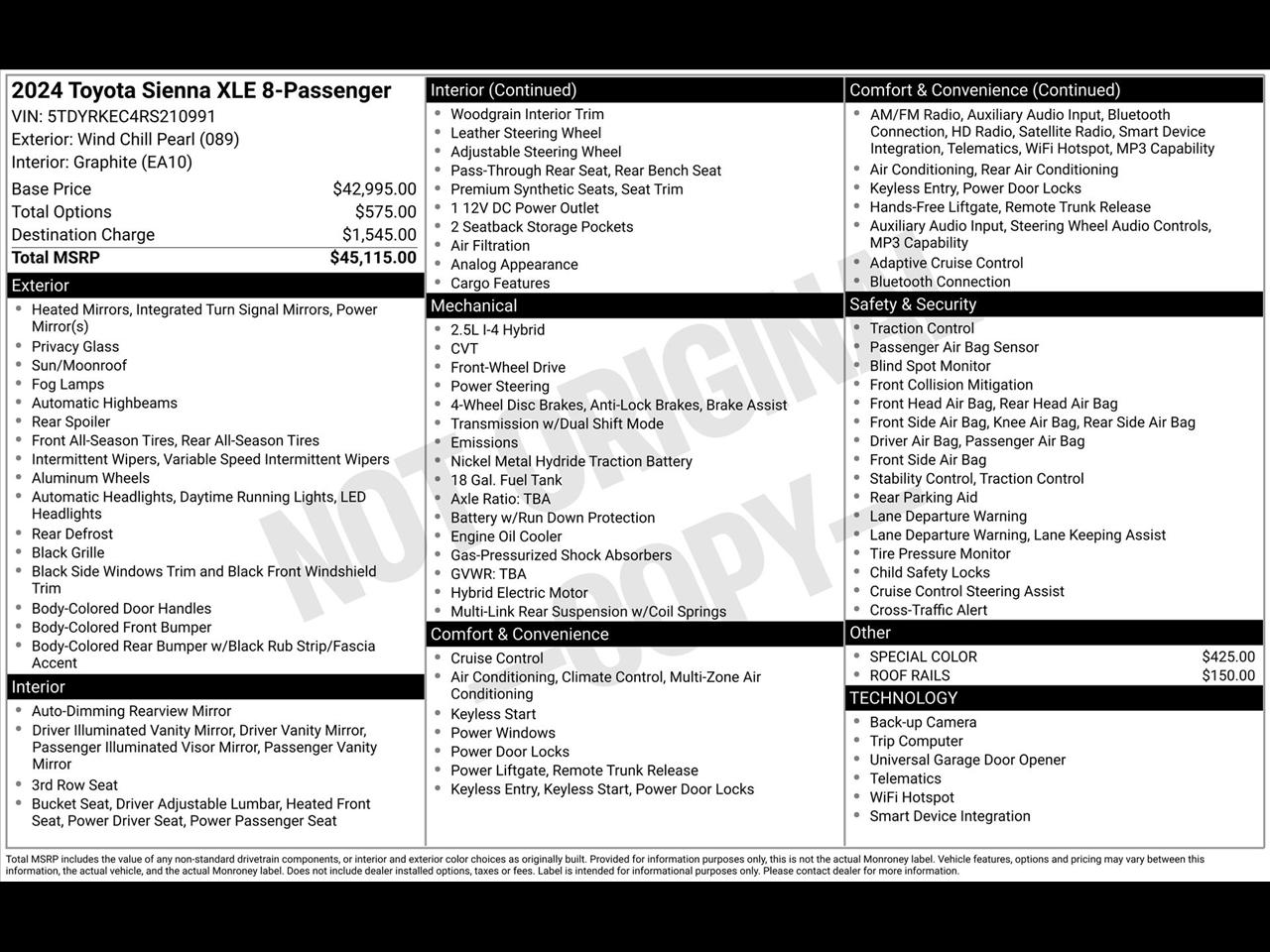 Toyota Sienna XLE 7-Passenger 2024