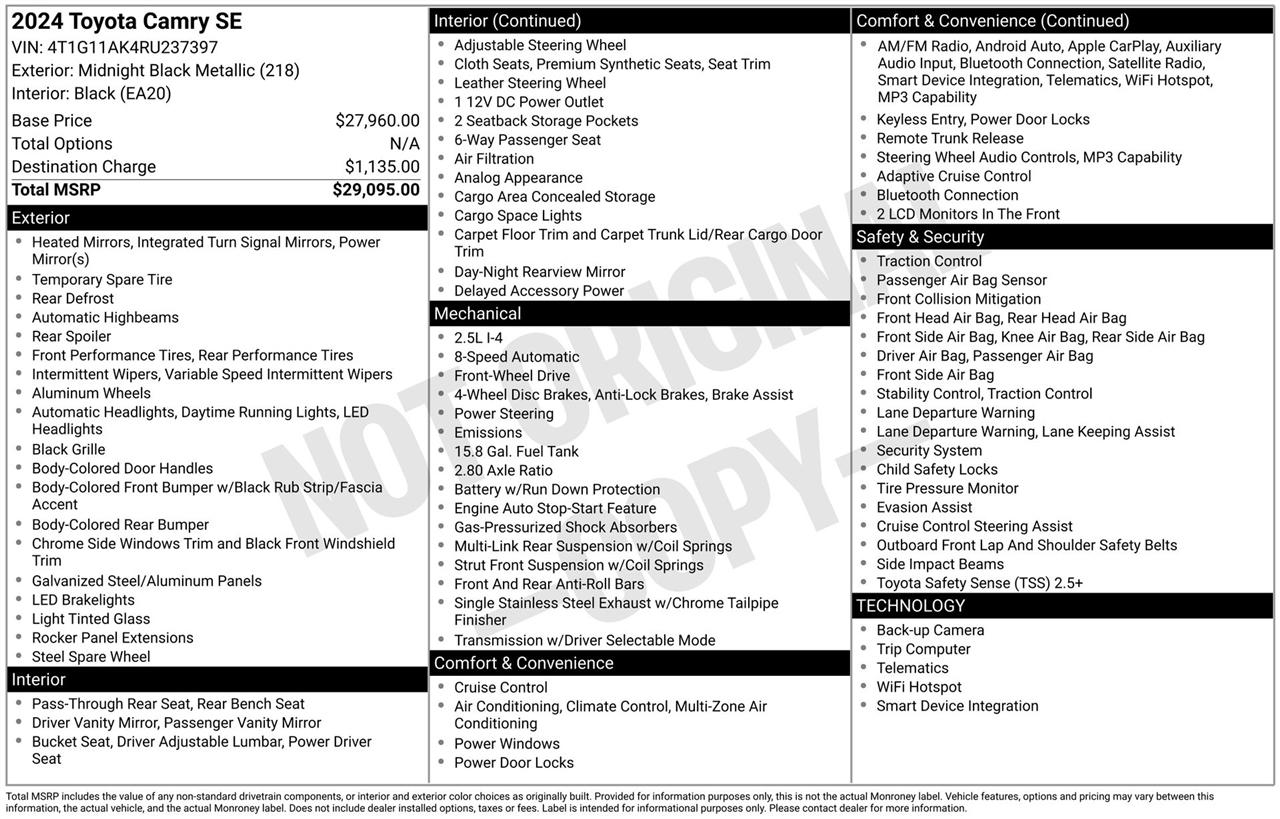 Toyota Camry SE 2024