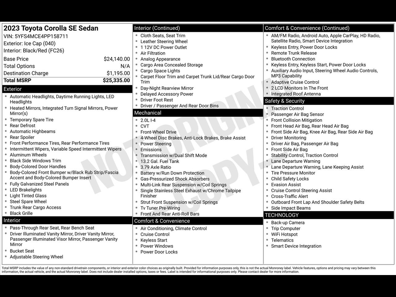 Toyota Corolla SE 2023