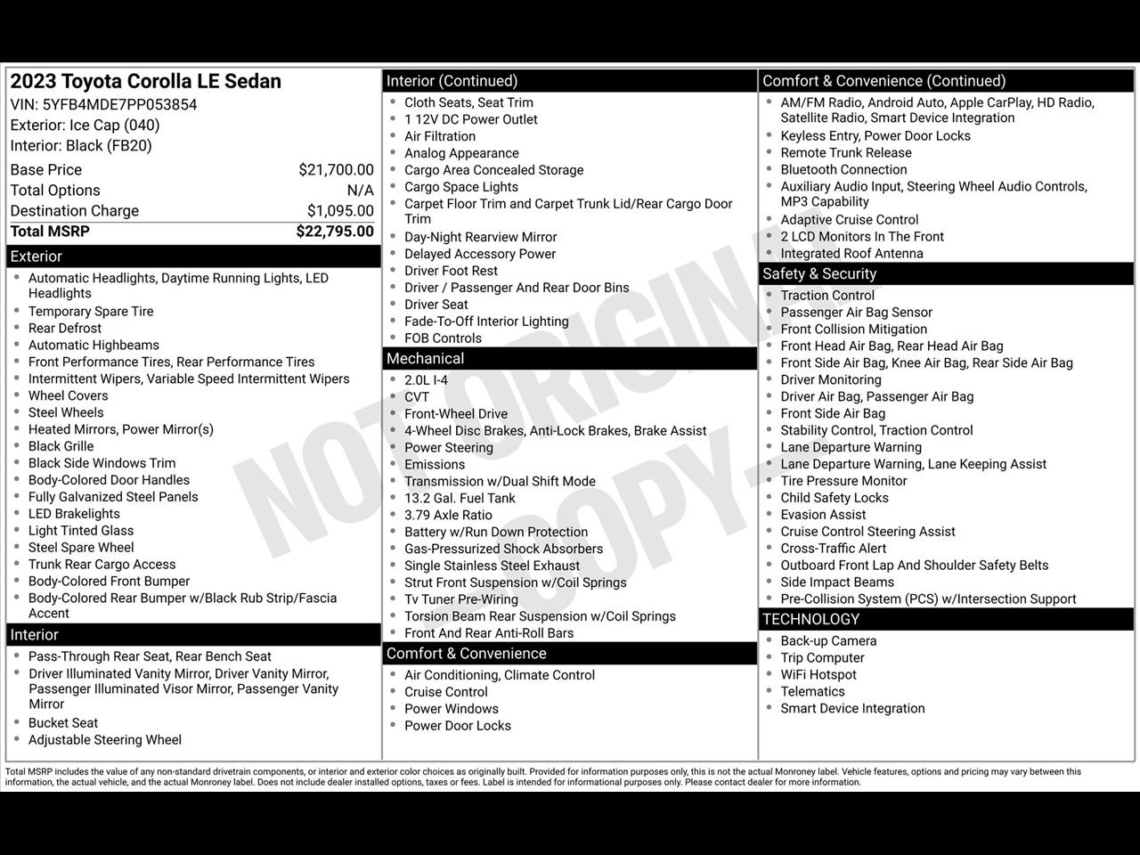 Toyota Corolla LE 2023