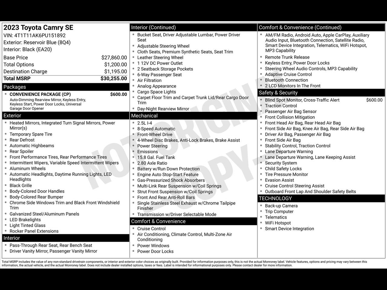 Toyota Camry SE 2023