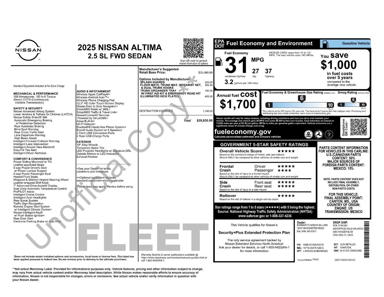 Nissan Altima 2.5 SL 2025