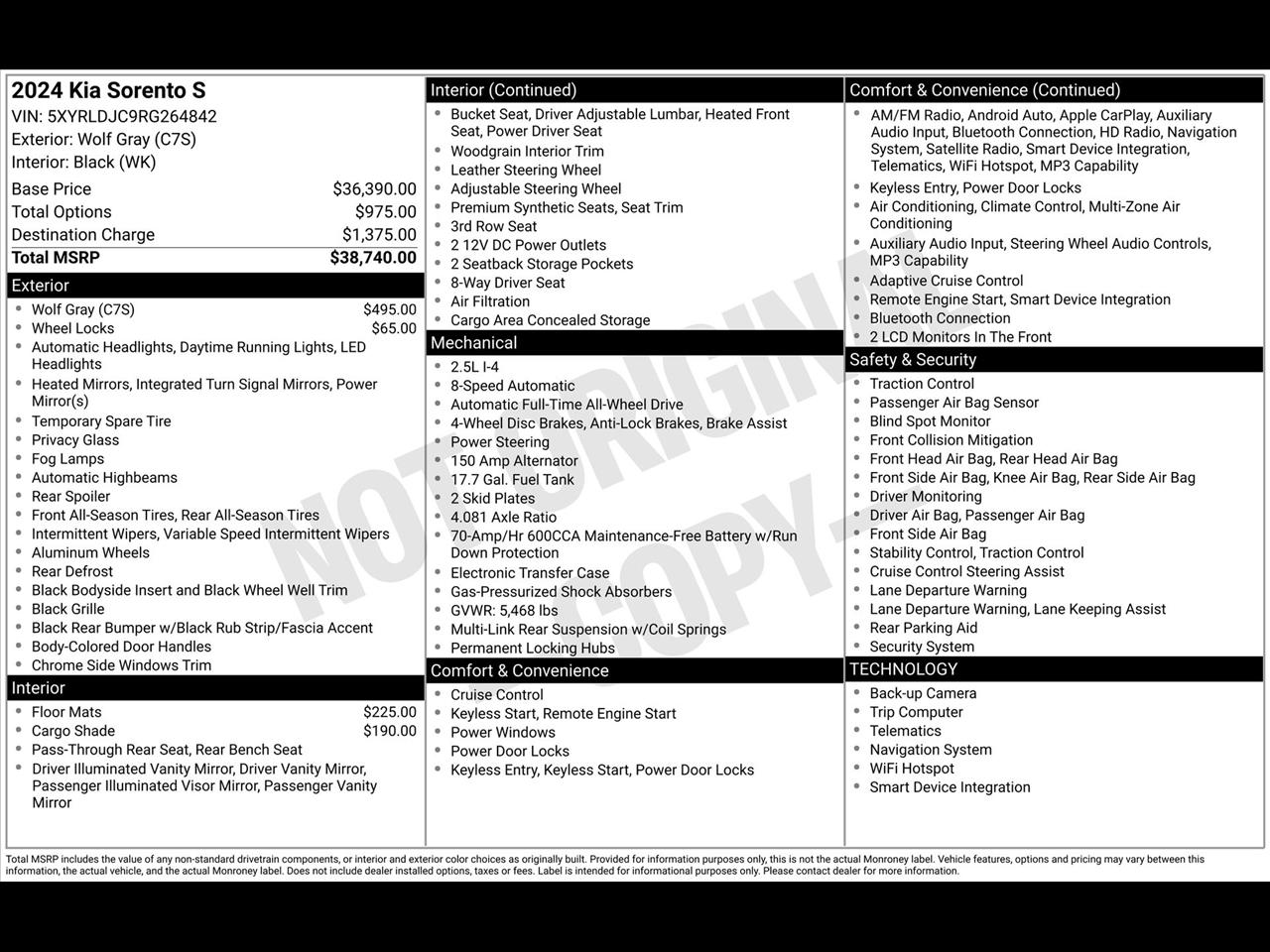 Kia Sorento S AWD 2024