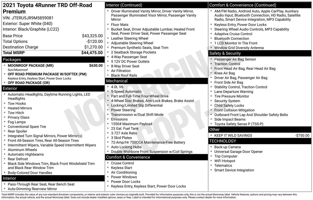 Toyota 4Runner TRD Off-road Premium 4WD 2021