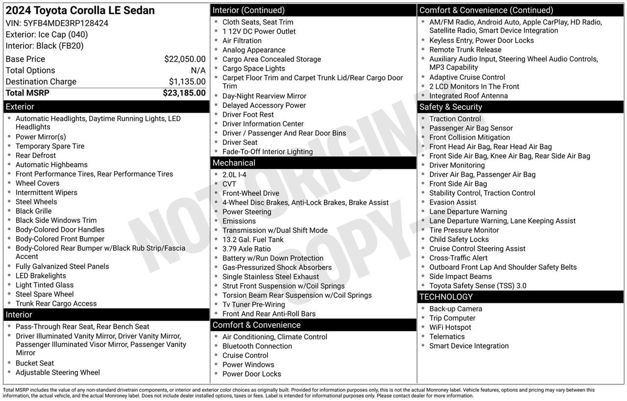 Toyota Corolla LE 2024