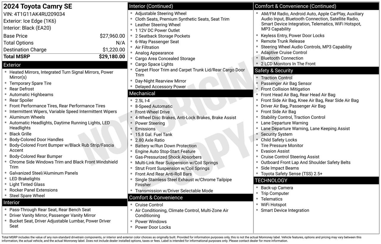 Toyota Camry SE 2024