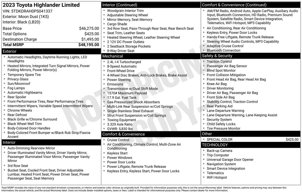 Toyota Highlander Others 2023