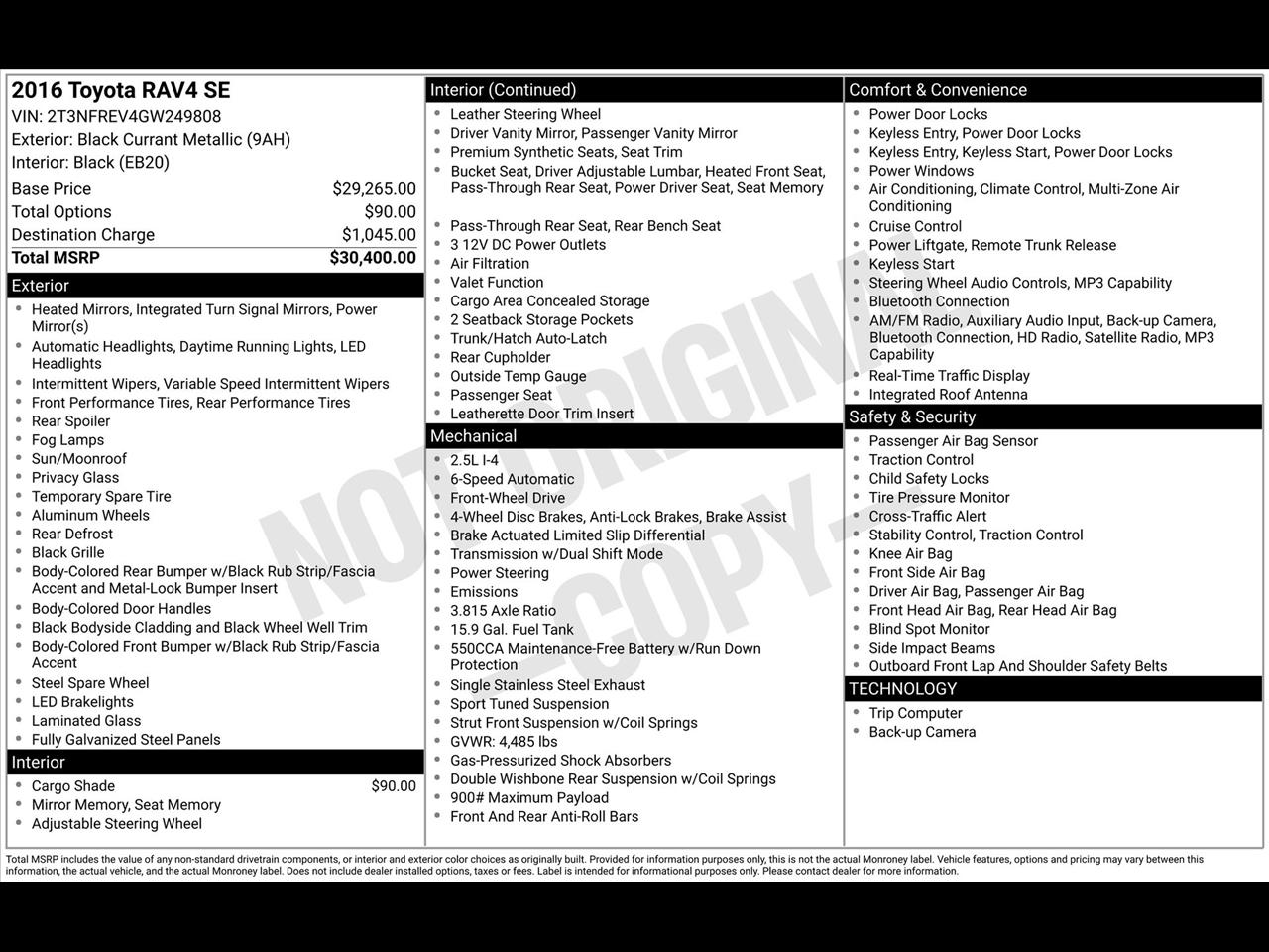 Toyota RAV4 SE FWD 2016