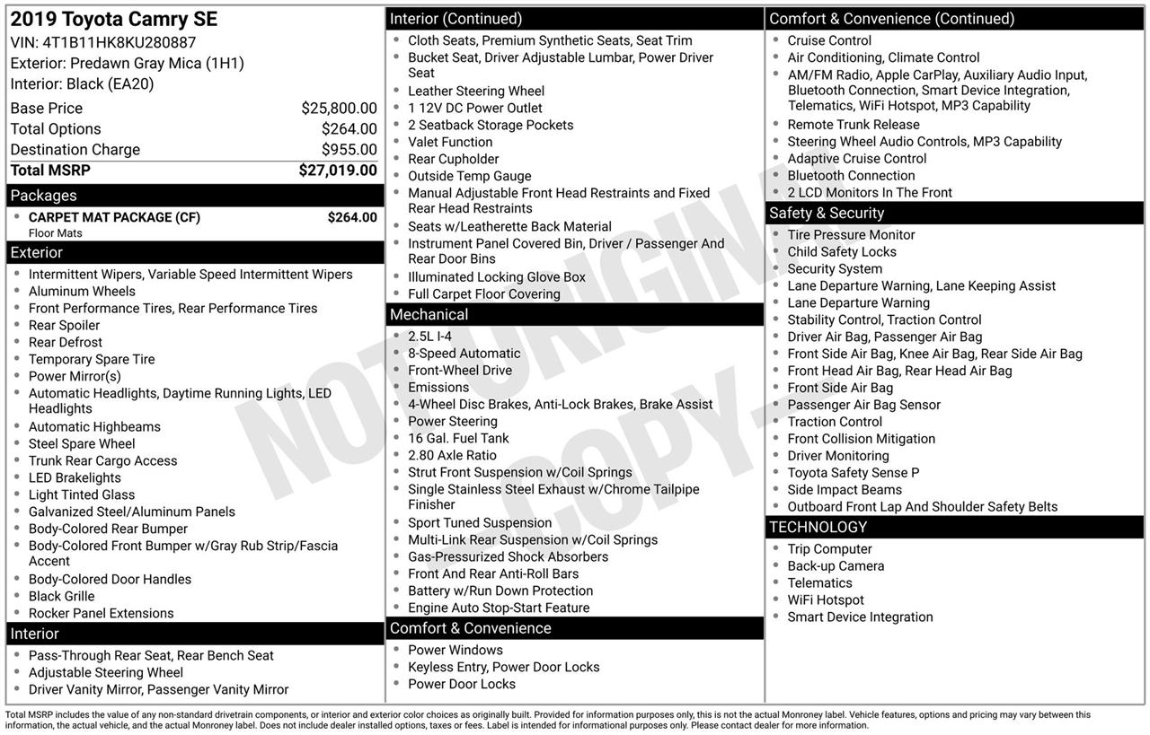 Toyota Camry SE 2019