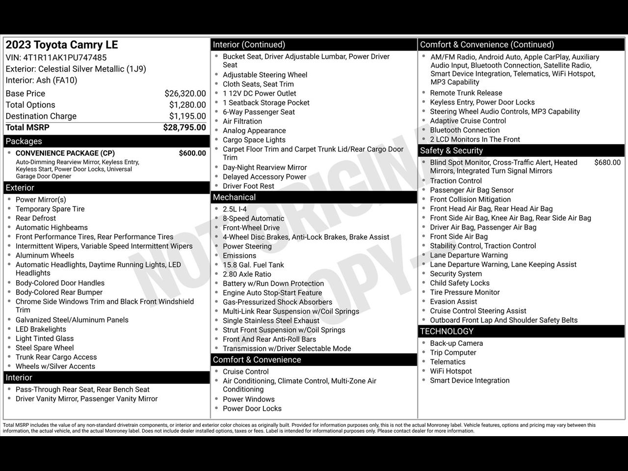 Toyota Camry LE 2023