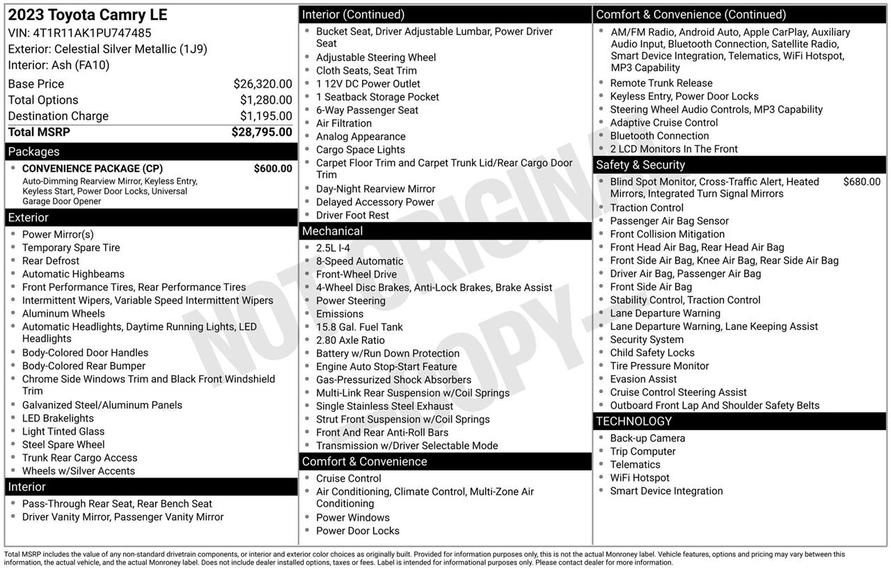 Toyota Camry LE 2023