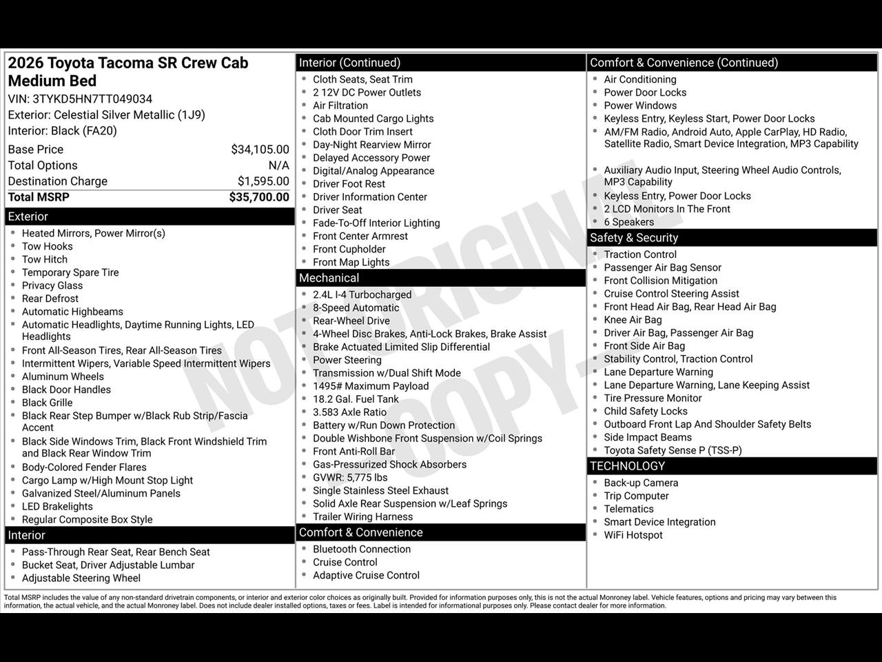 Toyota Tacoma SR Double Cab 2WD 2026